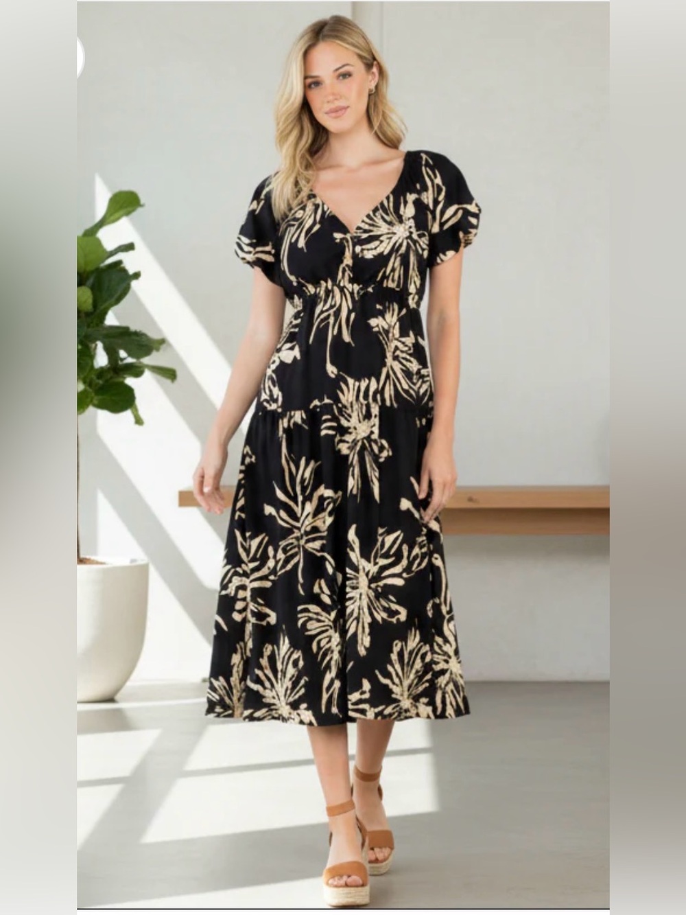 THML Ebony & Ivory Floral Print Maxi Dress